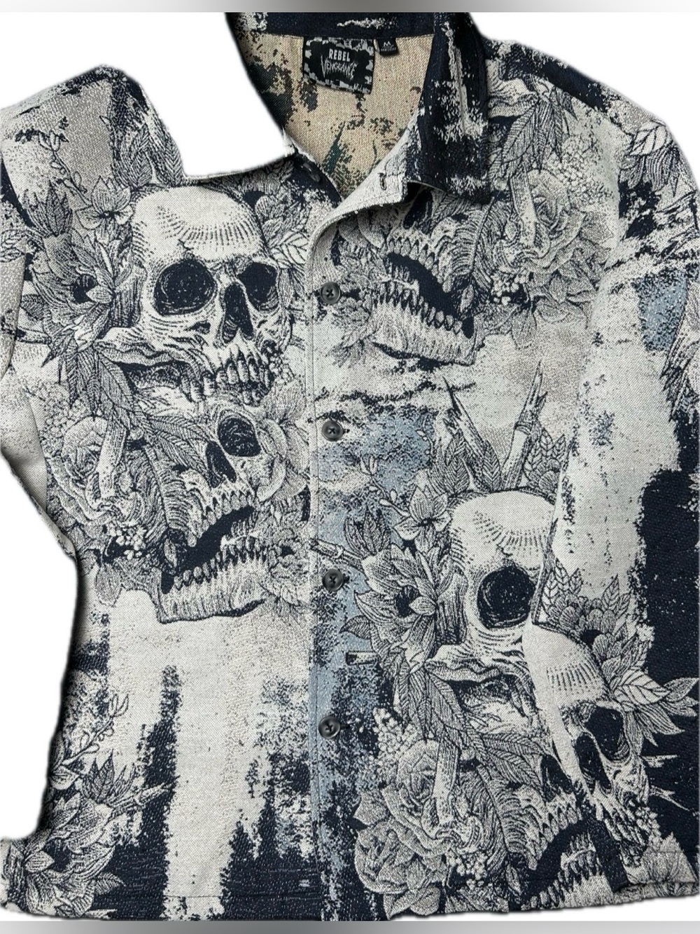 Skull Rebel Vengeance Tapestry Floral Jacket Blazer Trendy Men M NWT